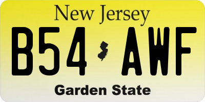 NJ license plate B54AWF