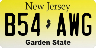 NJ license plate B54AWG