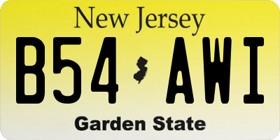 NJ license plate B54AWI