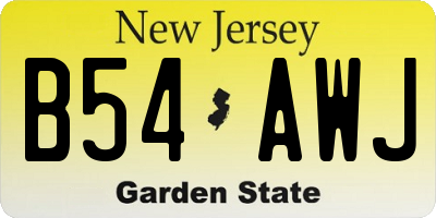 NJ license plate B54AWJ