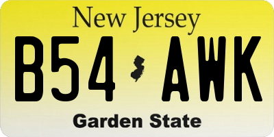 NJ license plate B54AWK