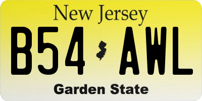 NJ license plate B54AWL