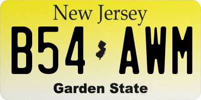 NJ license plate B54AWM
