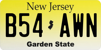 NJ license plate B54AWN