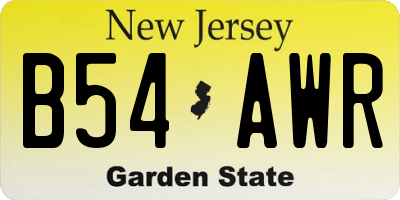 NJ license plate B54AWR