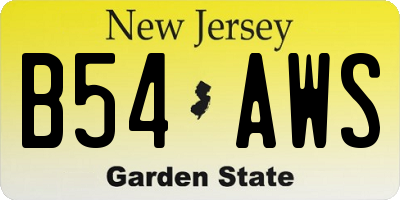 NJ license plate B54AWS