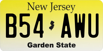 NJ license plate B54AWU