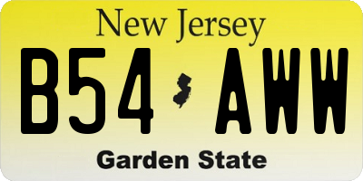 NJ license plate B54AWW