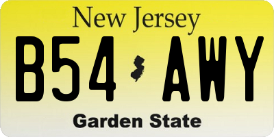 NJ license plate B54AWY
