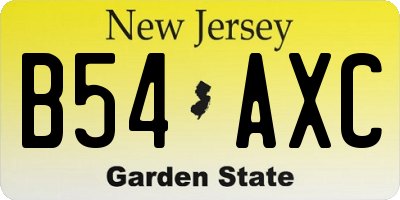 NJ license plate B54AXC