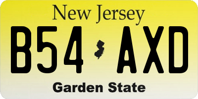 NJ license plate B54AXD