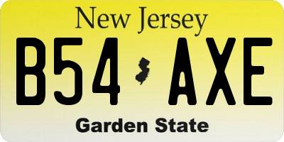 NJ license plate B54AXE