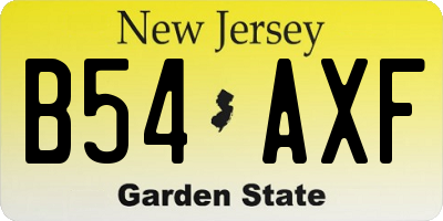 NJ license plate B54AXF