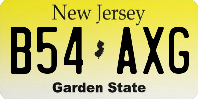NJ license plate B54AXG