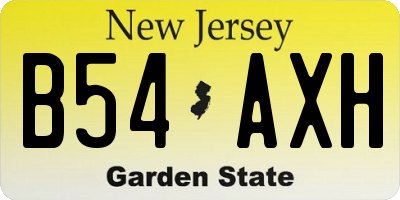 NJ license plate B54AXH