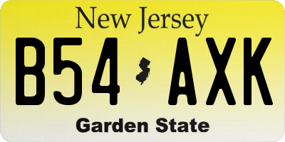 NJ license plate B54AXK