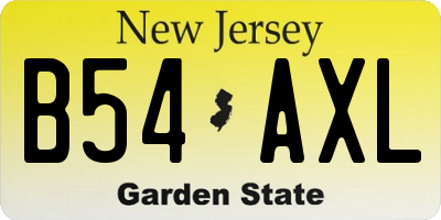 NJ license plate B54AXL