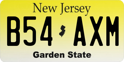 NJ license plate B54AXM