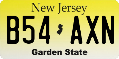 NJ license plate B54AXN