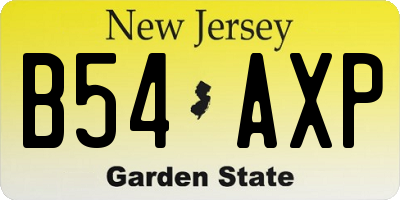NJ license plate B54AXP