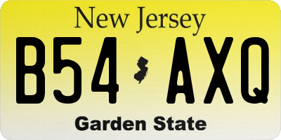 NJ license plate B54AXQ