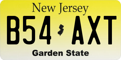 NJ license plate B54AXT