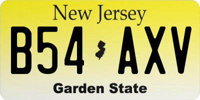 NJ license plate B54AXV