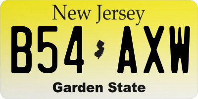 NJ license plate B54AXW