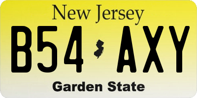 NJ license plate B54AXY