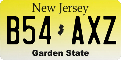 NJ license plate B54AXZ