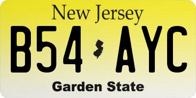NJ license plate B54AYC