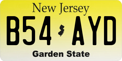 NJ license plate B54AYD