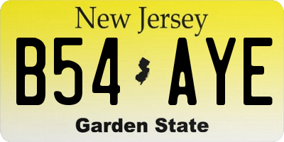 NJ license plate B54AYE