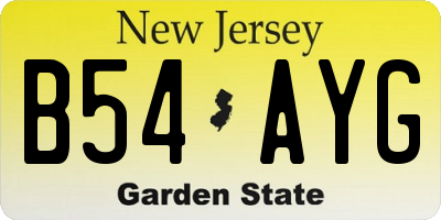NJ license plate B54AYG