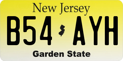 NJ license plate B54AYH