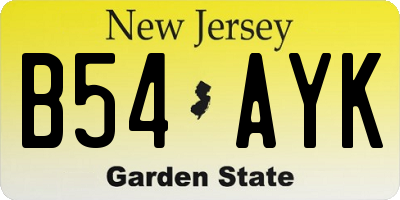NJ license plate B54AYK