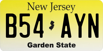 NJ license plate B54AYN