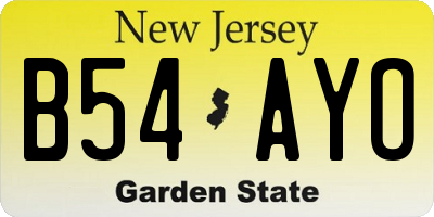 NJ license plate B54AYO