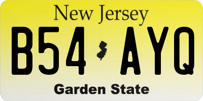 NJ license plate B54AYQ