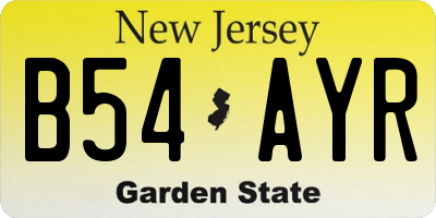 NJ license plate B54AYR