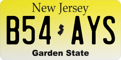 NJ license plate B54AYS