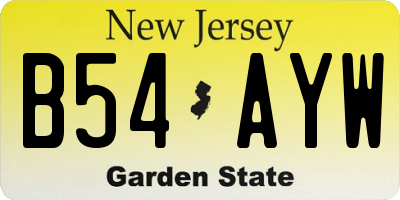 NJ license plate B54AYW