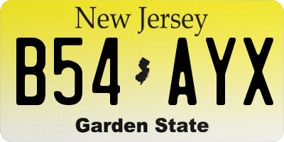 NJ license plate B54AYX