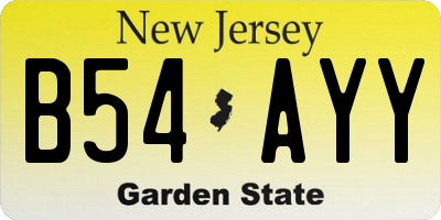 NJ license plate B54AYY
