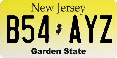 NJ license plate B54AYZ