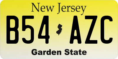 NJ license plate B54AZC