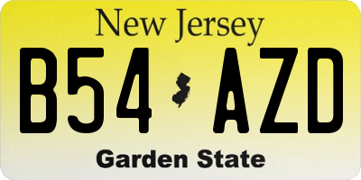 NJ license plate B54AZD