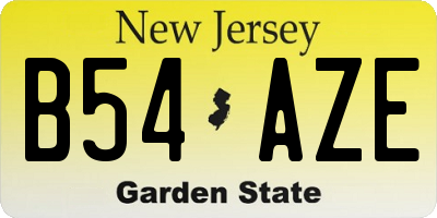 NJ license plate B54AZE
