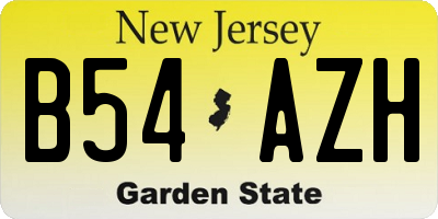 NJ license plate B54AZH