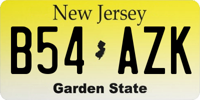 NJ license plate B54AZK
